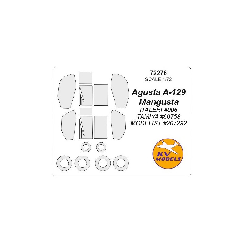 Agusta A-129 Mangusta + masques de roues (conçu pour être utilisé avec le kit ITALERI IT006, le kit TAMIYA TA60758, le kit MODEL