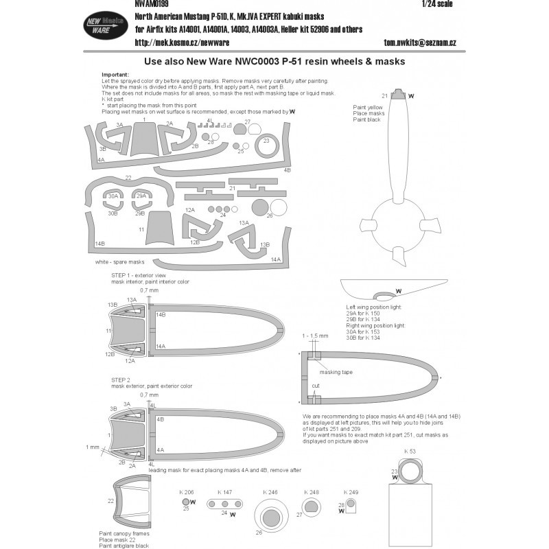 Accessoire Masques nord-américains P-51D, P-51K, Mk.IVA Mustang EXPERT kabuki