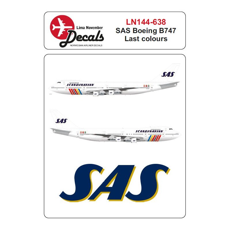 Décal SAS Boeing 747 dernières couleurs arc-en-ciel cs