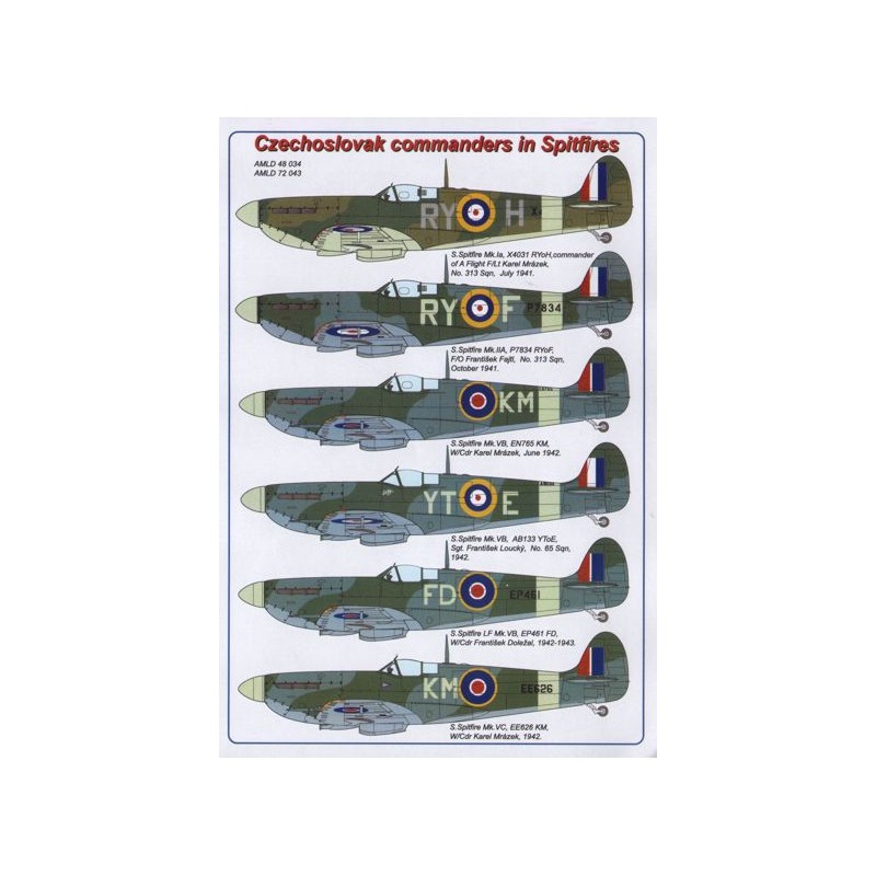 Décal Commandants tchécoslovaques dans le Supermarine Spitfire
