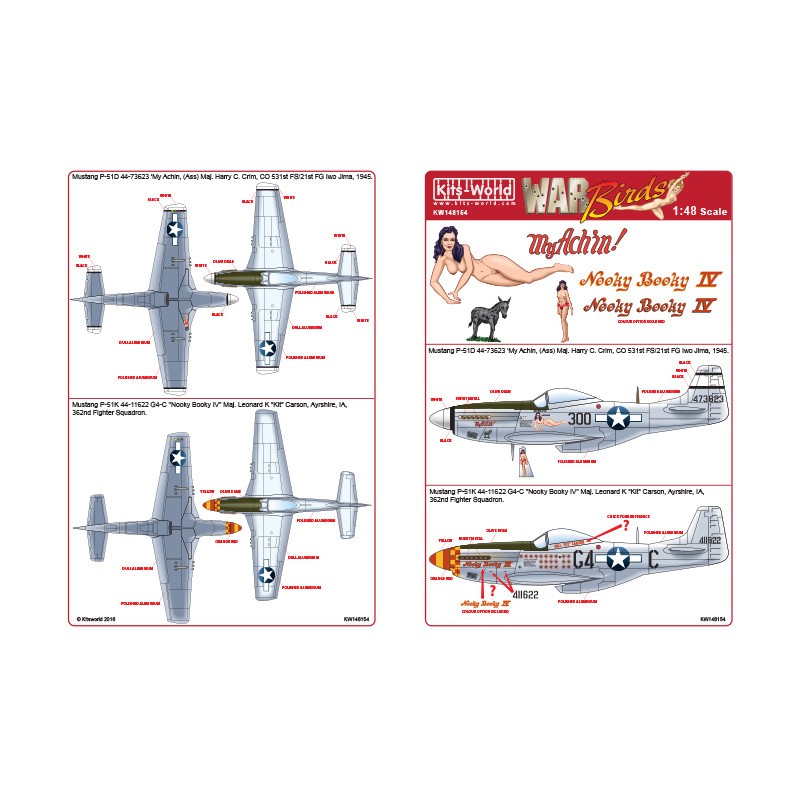 Décal North-American P-51D Mustang 44-73623 'Mon Achin