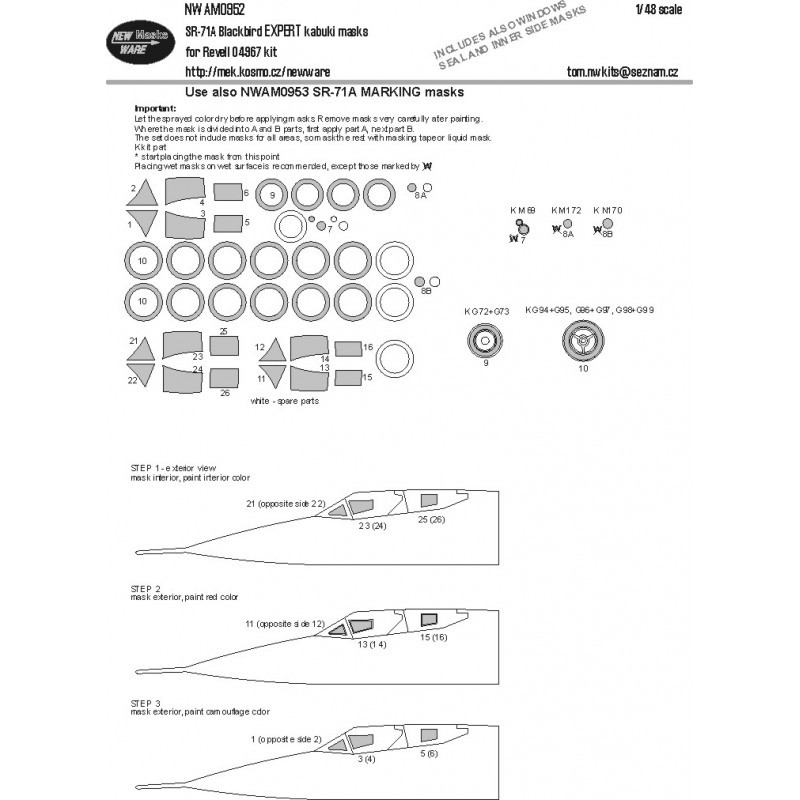 Accessoire Lockheed SR-71 Blackbird EXPERT masques kabuki verrière d'avion