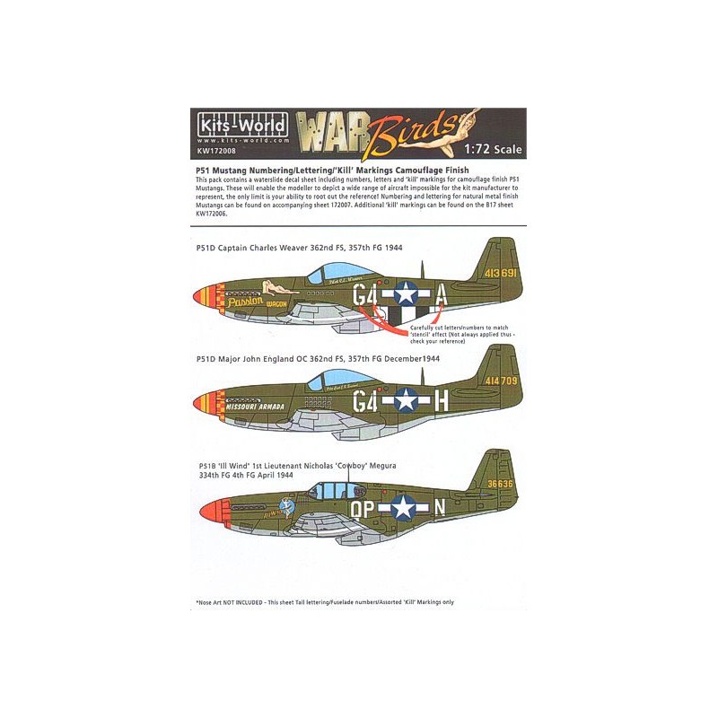 Décal P-51B nord-américain / P-51D nord-américain