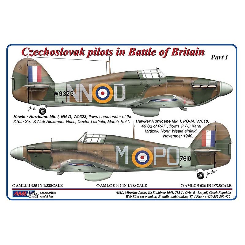 Décal Pilotes tchécoslovaques dans la bataille d'AngleterreHawker Hurricane