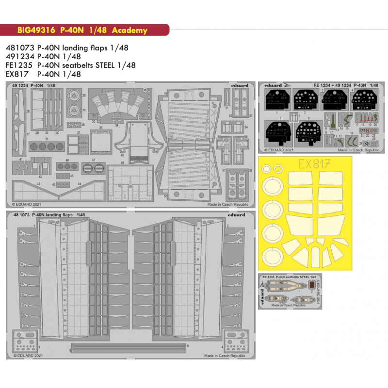 Accessoire Curtiss P-40N Warhawk 1/48 (conçu pour être utilisé avec les kits Academy)