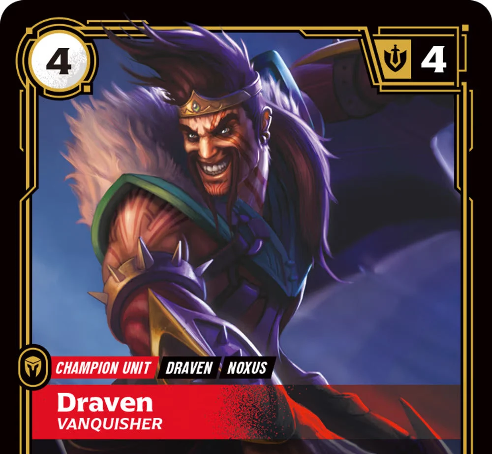 Riftbound - Carte Draven, Vainqueur V.1 Rare Armes Spirituelles FOIL FR