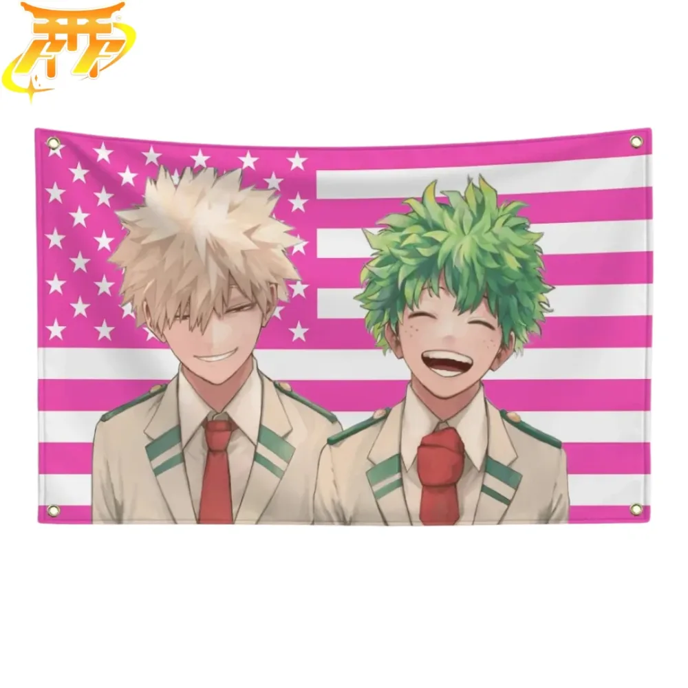 Drapeau Bakugo & Midoriya "Sourires D’Héros" - My Hero Academia™