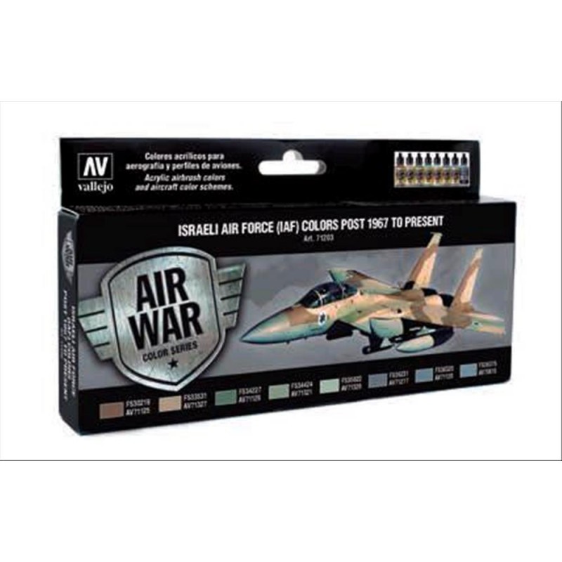 Vallejo MODEL AIR Color: set de 8 couleurs acryliques en 17 ml - Couleurs de l'armée de l'air israélienne (IAF) Post 1967 to Pre