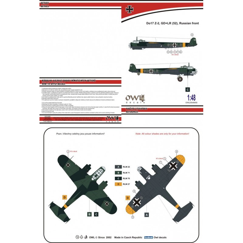 Décal Dornier Do-17Z-2 GD+LR KG 77