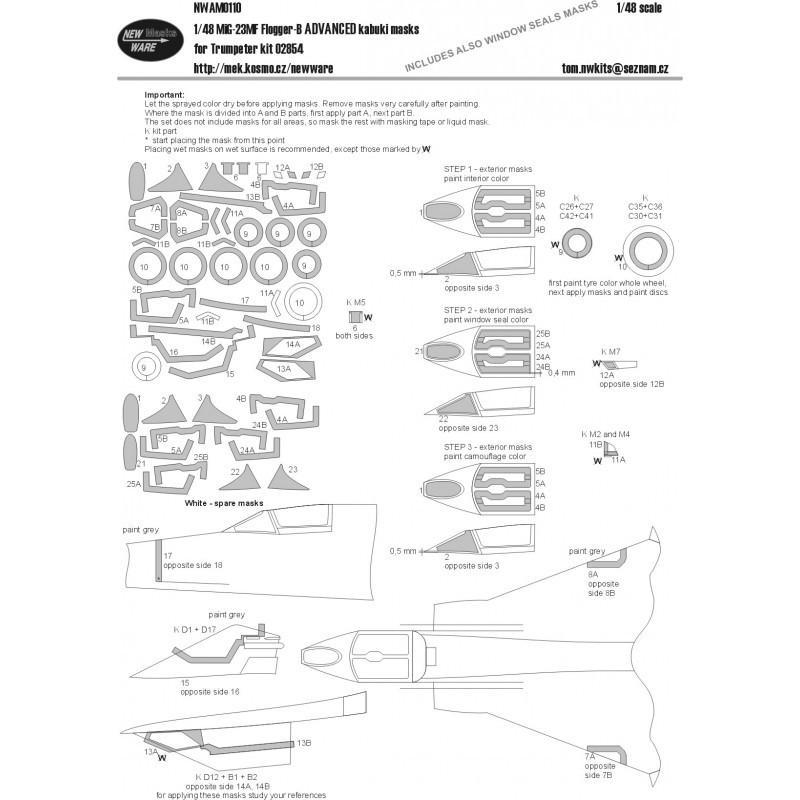 Ensemble Mikoyan MiG-23MF Flogger-B ADVANCED (conçu pour être utilisé avec les kits Trumpeter)